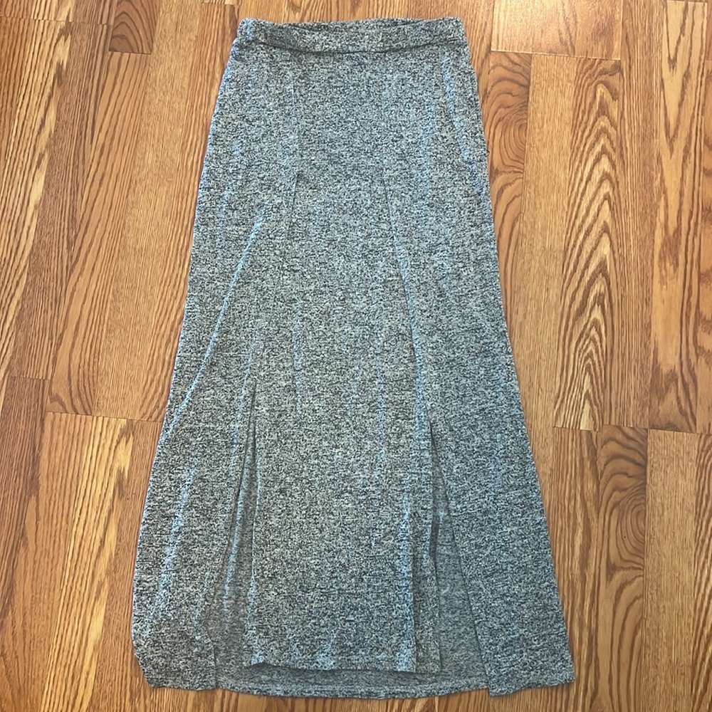 Gray Maxi Skirt with Front Slits